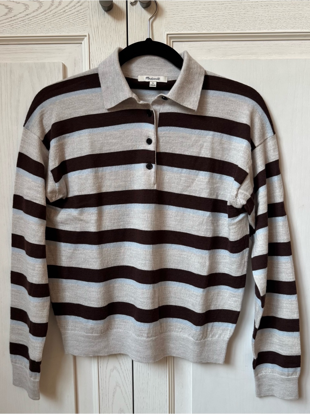 Madewell Striped Polo Sweater Size Xs